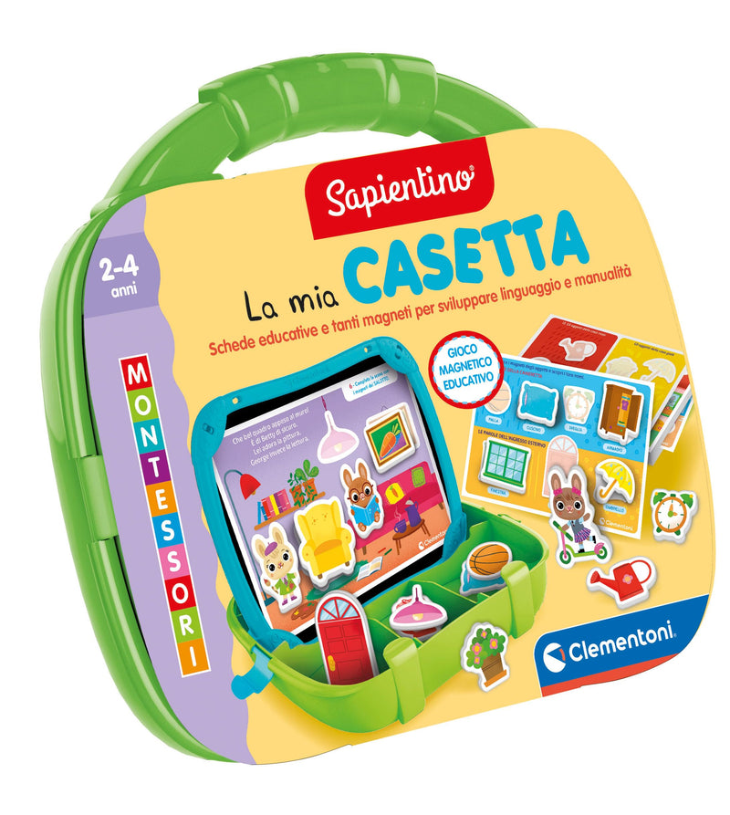 Clementoni- Sapientino Valigetta Casetta Gioco Educativo Montessori 2 Anni per Imparare Nuove Parole, Lavagna Magnetica e Tessere, Sviluppo Linguaggio Metodo Montessoriano, 16461, Multicolore