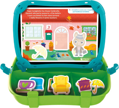 Clementoni- Sapientino Valigetta Casetta Gioco Educativo Montessori 2 Anni per Imparare Nuove Parole, Lavagna Magnetica e Tessere, Sviluppo Linguaggio Metodo Montessoriano, 16461, Multicolore