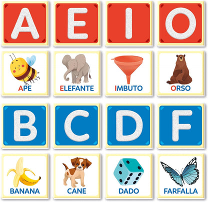Clementoni - Sapientino Tattili-Game 3 Years, Montessori Flashcards, Educational Cards on Letters, Learning the Alphabet, Develops Language, Made in Italy, 16855, Multicoloured