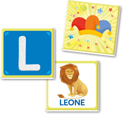 Clementoni - Sapientino Tattili-Game 3 Years, Montessori Flashcards, Educational Cards on Letters, Learning the Alphabet, Develops Language, Made in Italy, 16855, Multicoloured