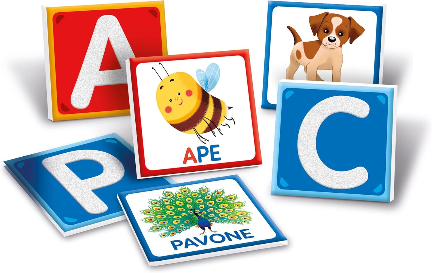 Clementoni - Sapientino Tattili-Game 3 Years, Montessori Flashcards, Educational Cards on Letters, Learning the Alphabet, Develops Language, Made in Italy, 16855, Multicoloured