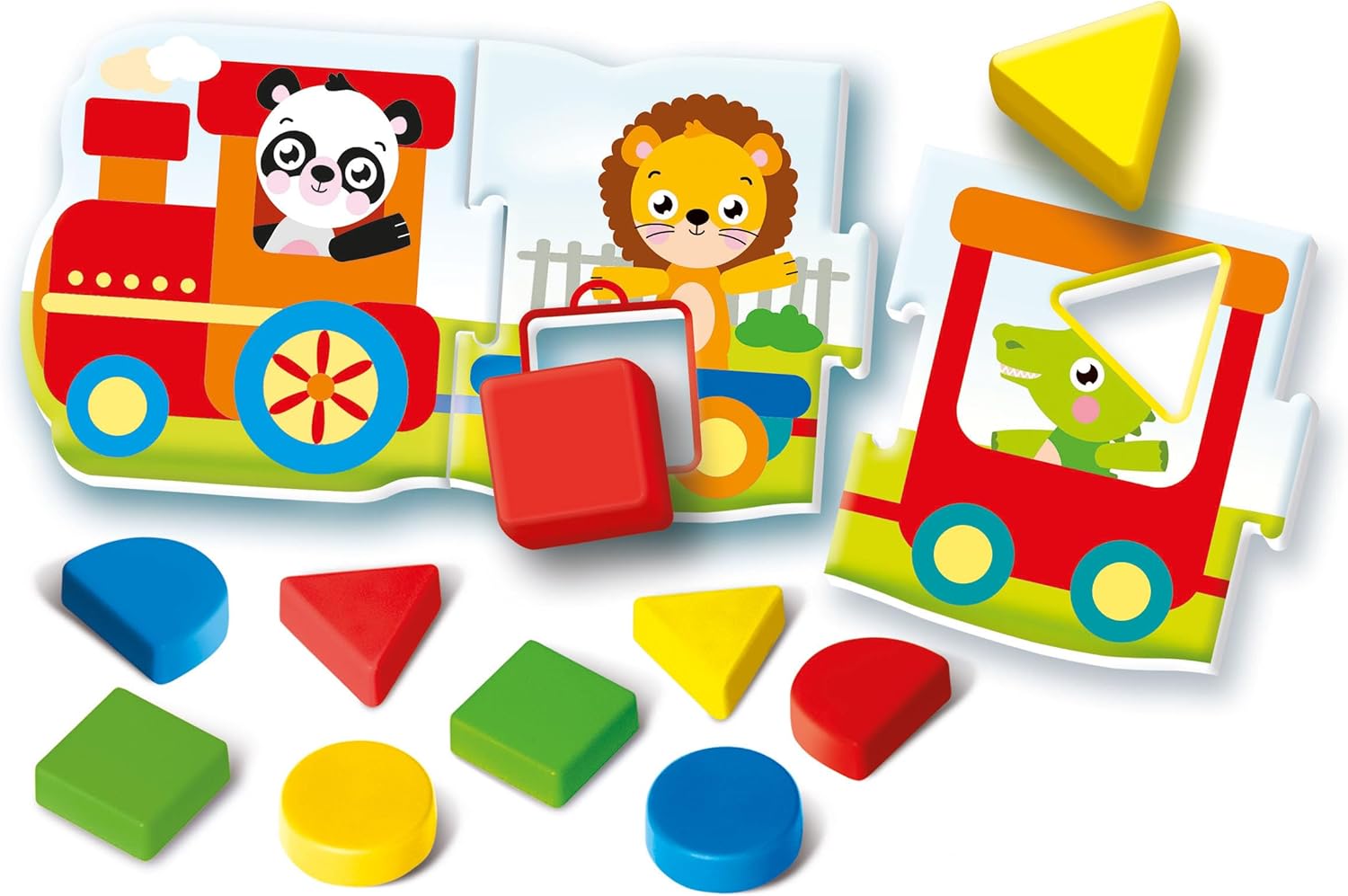 Clementoni Sapientino Montessori – Der Zug der Formen – Lernspiel 1 Jahr, Flashcards Puzzle, Lernkarten für Kinder, Montessori-Spiel zum Lernen der Formen, Italienisch, Made in Italy, 16865