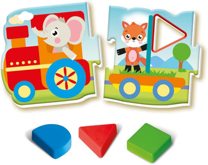 Clementoni Sapientino Montessori – Der Zug der Formen – Lernspiel 1 Jahr, Flashcards Puzzle, Lernkarten für Kinder, Montessori-Spiel zum Lernen der Formen, Italienisch, Made in Italy, 16865