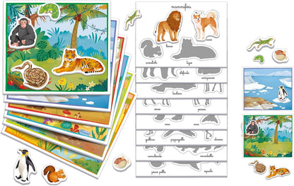 Clementoni - Sapientino Montessori 3 Years with Shaped Cards, Flashcards, Educational Game for Learning Animals, Language Development, Made in Italy, 16867, Multi-Colour