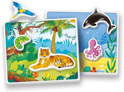 Clementoni - Sapientino Montessori 3 Years with Shaped Cards, Flashcards, Educational Game for Learning Animals, Language Development, Made in Italy, 16867, Multi-Colour