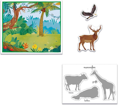 Clementoni - Sapientino Montessori 3 Years with Shaped Cards, Flashcards, Educational Game for Learning Animals, Language Development, Made in Italy, 16867, Multi-Colour
