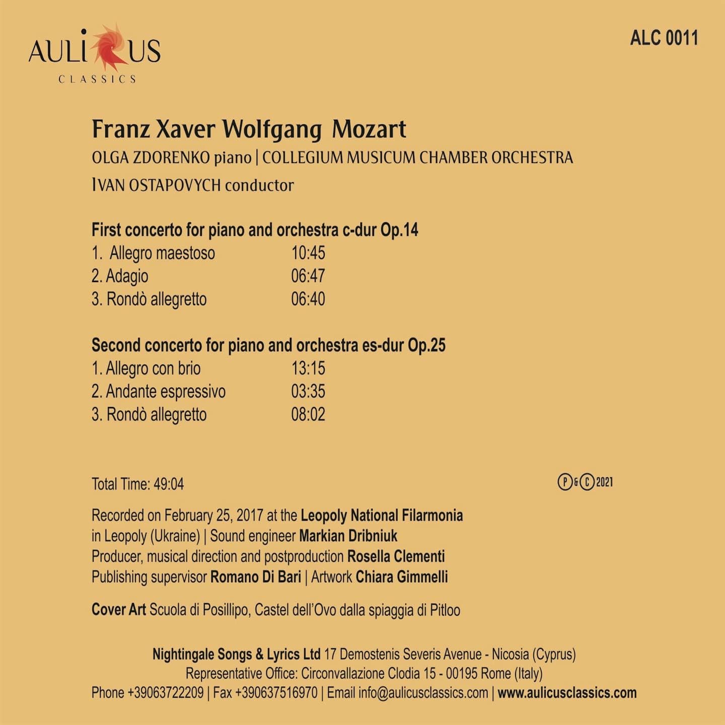 First Concert For Piano And Orchestra C-Dur Op. 14.....