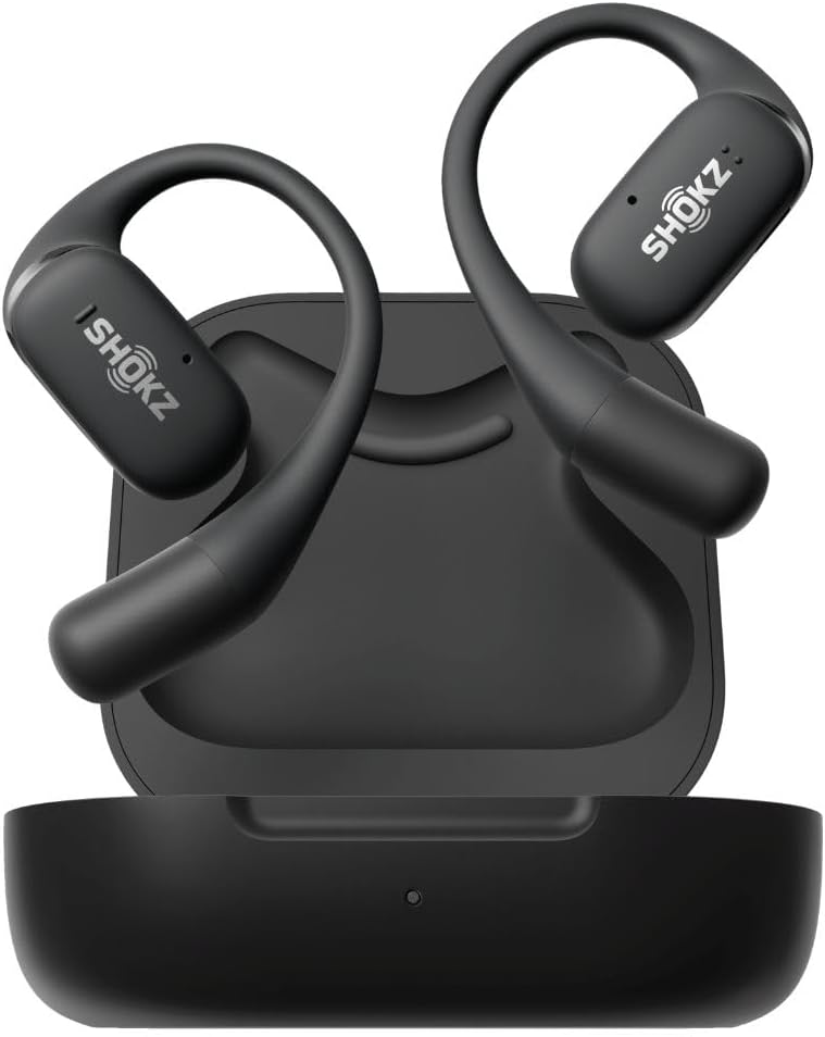 SHOKZ OpenFit True Wireless Open Ear Bluetooth Headphones with MIcrophone, Waterproof, Fast Charging, 28hr Playtime, Compatible with iPhone and Android - Black