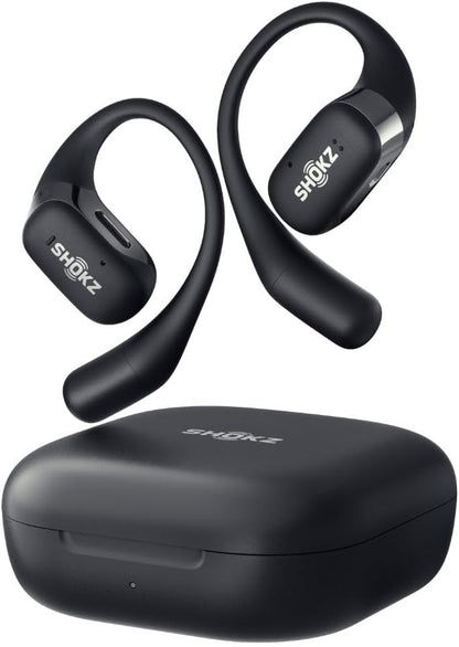SHOKZ OpenFit True Wireless Open Ear Bluetooth Headphones with MIcrophone, Waterproof, Fast Charging, 28hr Playtime, Compatible with iPhone and Android - Black