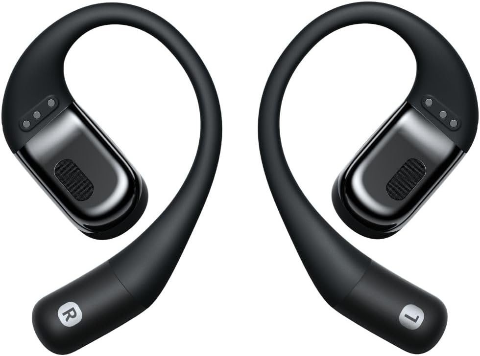 SHOKZ OpenFit True Wireless Open Ear Bluetooth Headphones with MIcrophone, Waterproof, Fast Charging, 28hr Playtime, Compatible with iPhone and Android - Black
