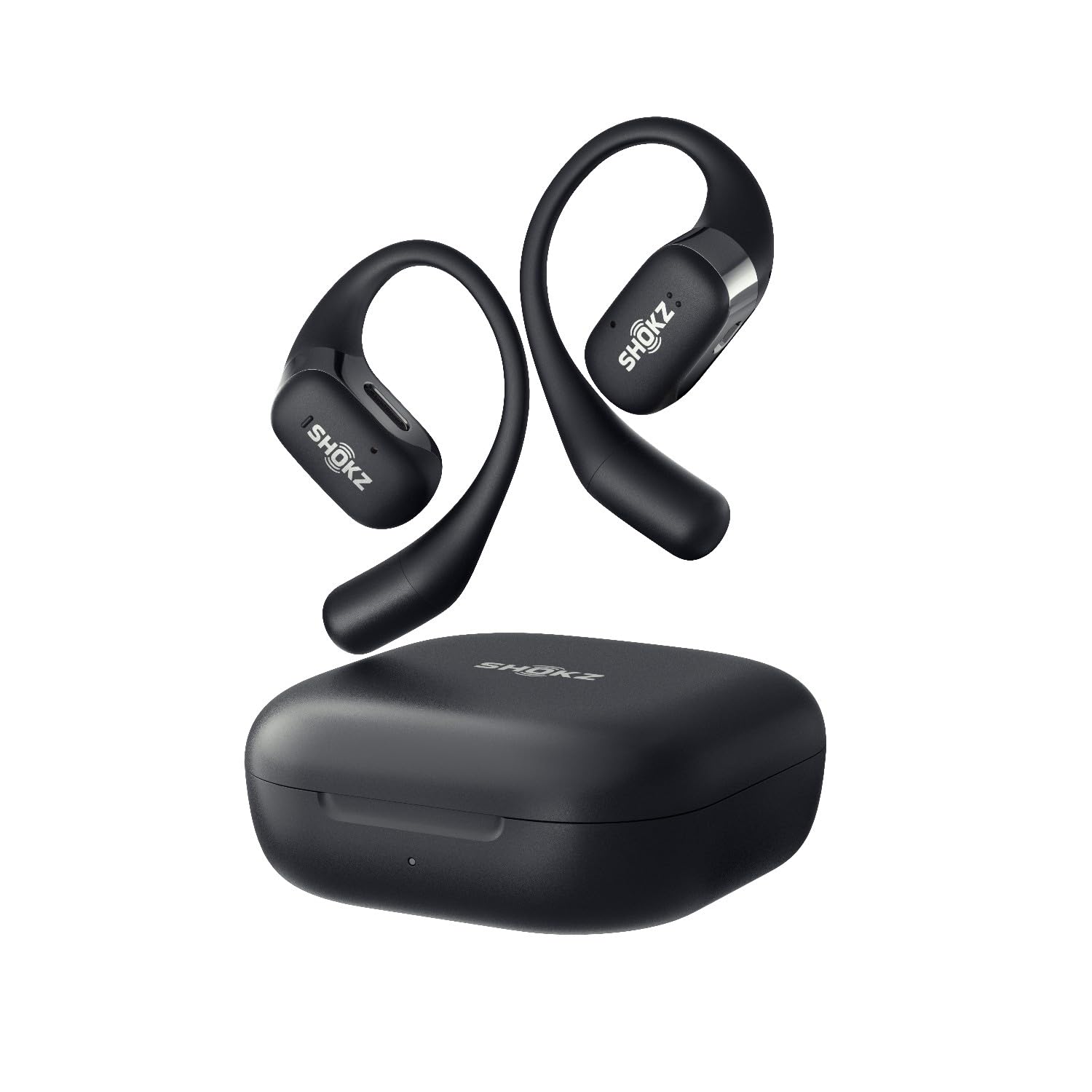 SHOKZ OpenFit True Wireless Open Ear Bluetooth Headphones with MIcrophone, Waterproof, Fast Charging, 28hr Playtime, Compatible with iPhone and Android - Black