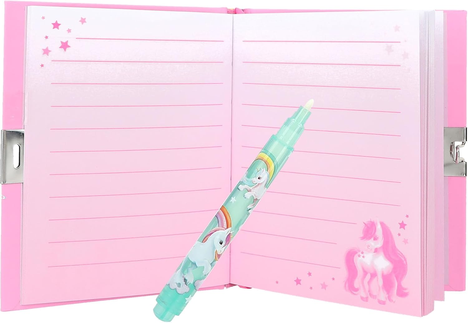 Depesche 12709 Ylvi Pink Unicorn Diary with Star Closure, Beautifully Illustrated Page Book and Secret Pencil, Multicoloured, One Size