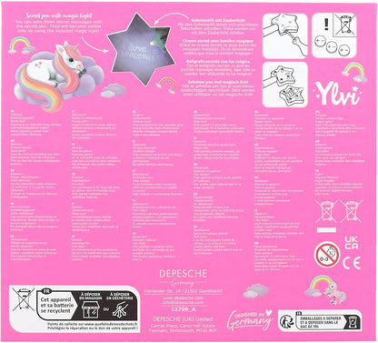 Depesche 12709 Ylvi Pink Unicorn Diary with Star Closure, Beautifully Illustrated Page Book and Secret Pencil, Multicoloured, One Size