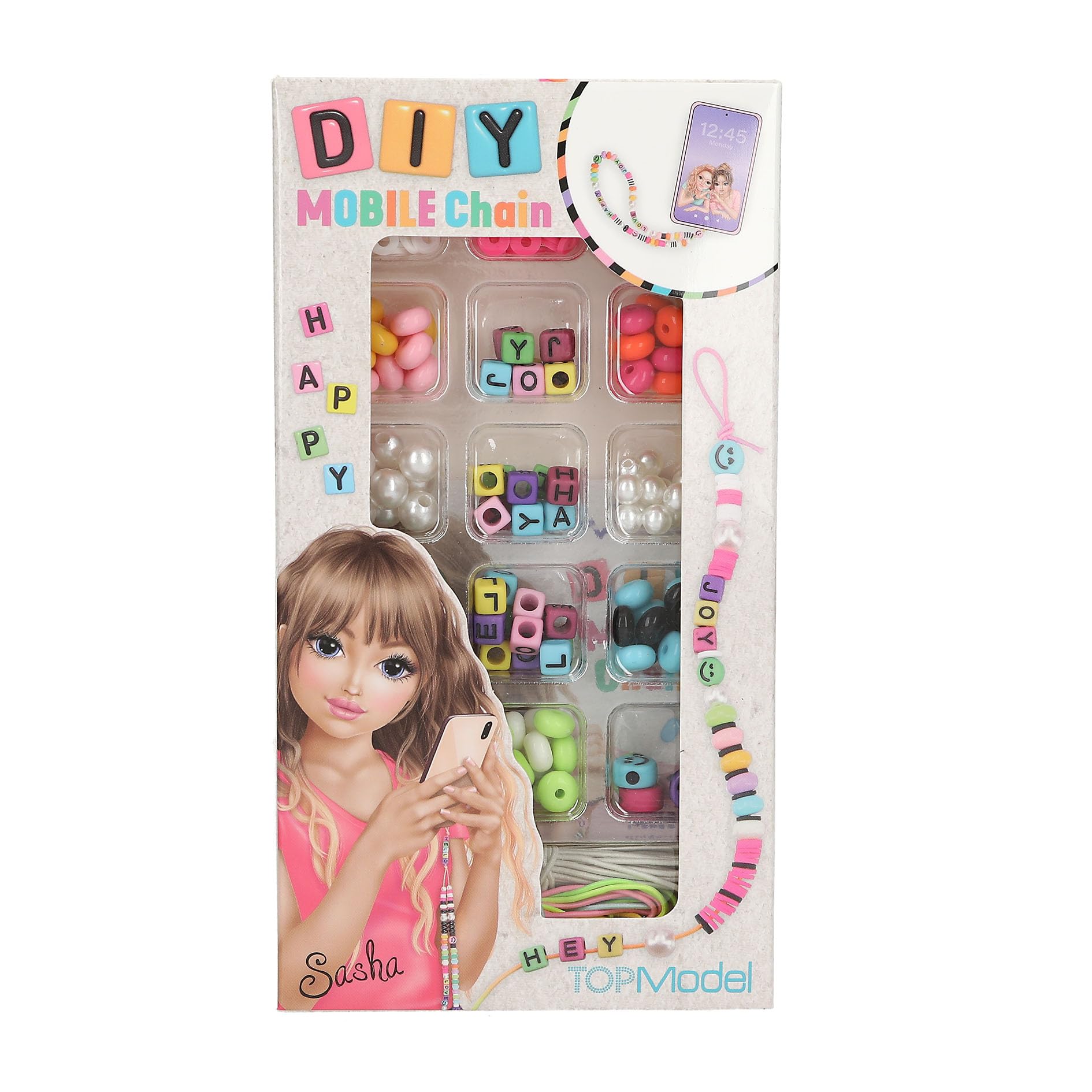 Depesche 12885 TOPModel Mobile Chain DIY Set, Beads in Various Designs, Includes Ribbons, for Creative Design of Pendants