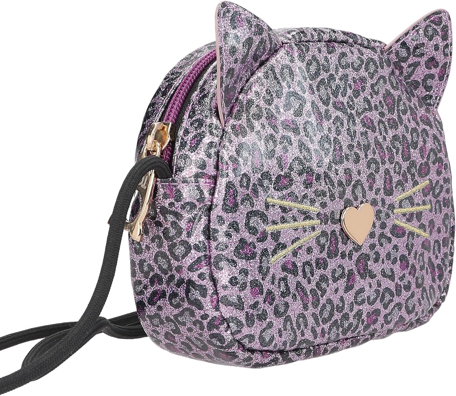 Depesche 13021 TOPModel Rebel Kitty Small Purple Leo Glitter Cat Ear Bag with Adjustable Shoulder Strap, Multicolor, One Size