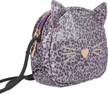 Depesche 13021 TOPModel Rebel Kitty Small Purple Leo Glitter Cat Ear Bag with Adjustable Shoulder Strap, Multicolor, One Size