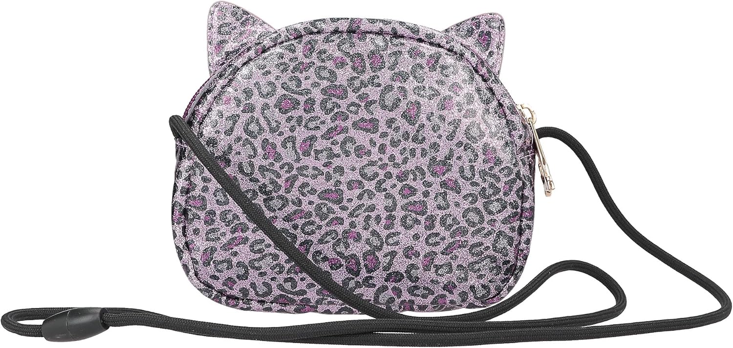 Depesche 13021 TOPModel Rebel Kitty Small Purple Leo Glitter Cat Ear Bag with Adjustable Shoulder Strap, Multicolor, One Size