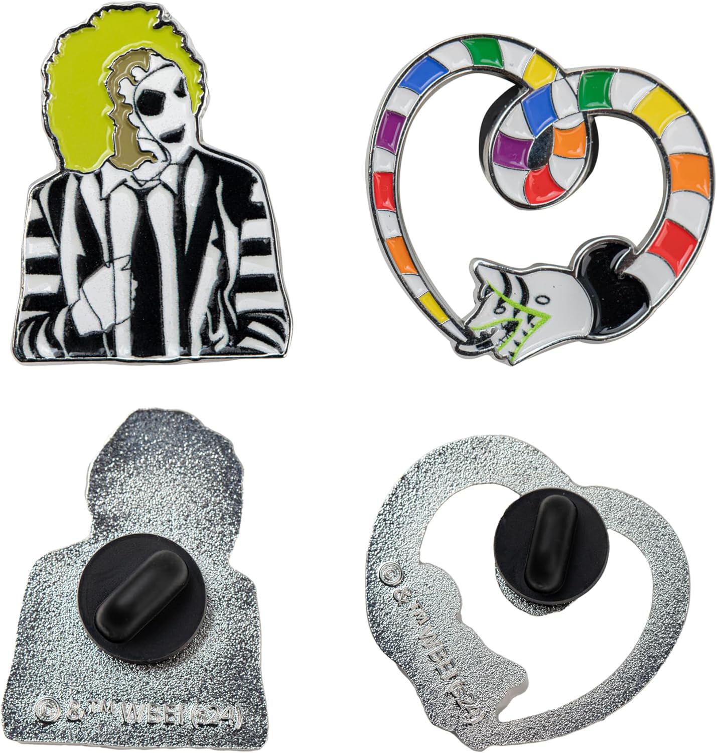 Cinereplicas Beetlejuice – Set of 2 Beetlejuice and Sandworm Pins – 3 cm – Officially Licensed, 100% Zinc Alloy