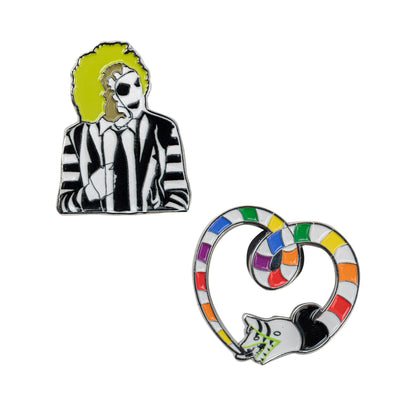 Cinereplicas Beetlejuice – Set of 2 Beetlejuice and Sandworm Pins – 3 cm – Officially Licensed, 100% Zinc Alloy