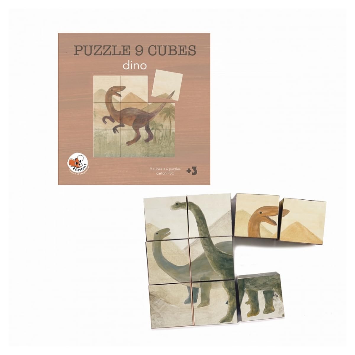 wooden dinosaur cube puzzle