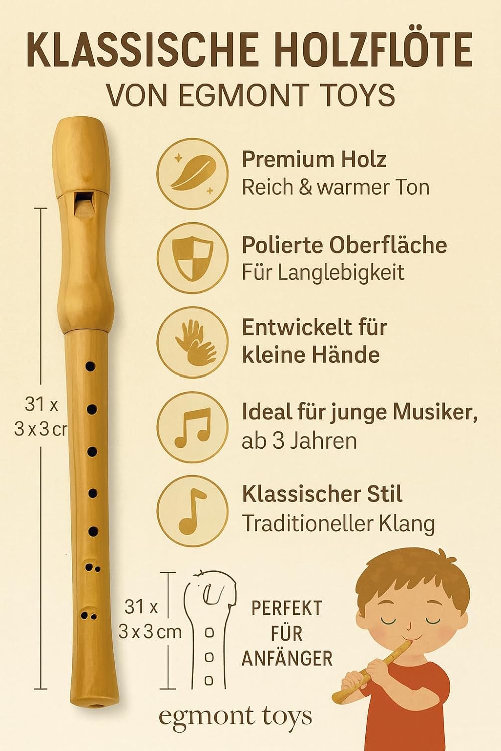 Egmont Toys - Wooden Flute - 31 Cm