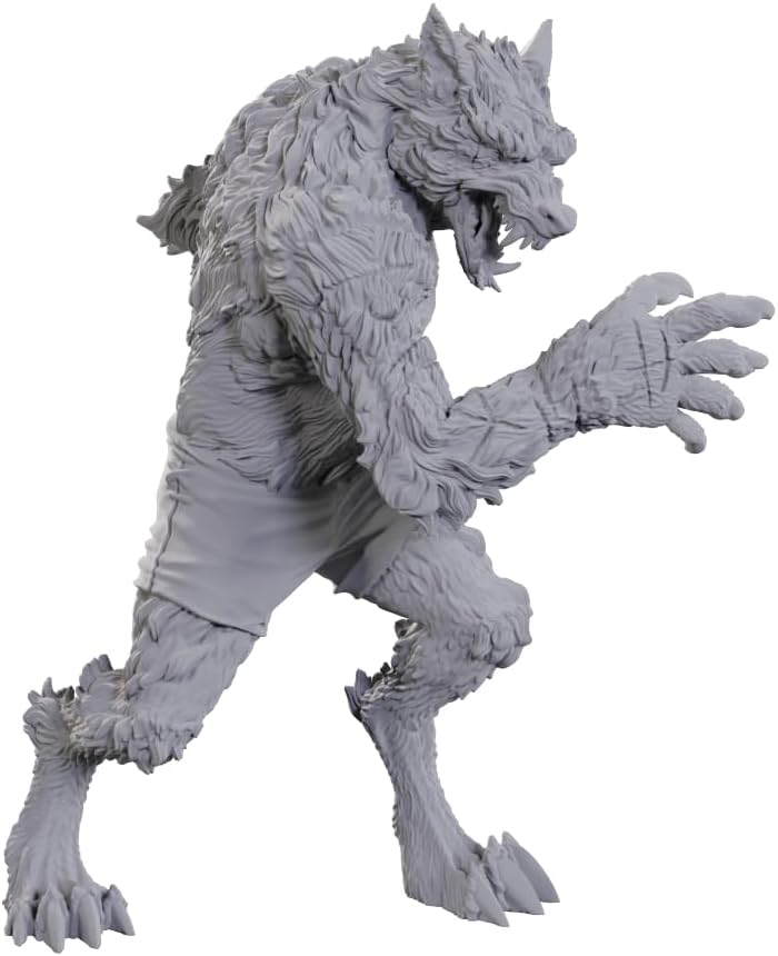 WizKids Critical Role Unpainted Miniatures: Chetney Pock O'Pea & Werewolf | Unpainted Miniatures | Wave 23 Plastic Chetney Pock O'Pea & Werewolf