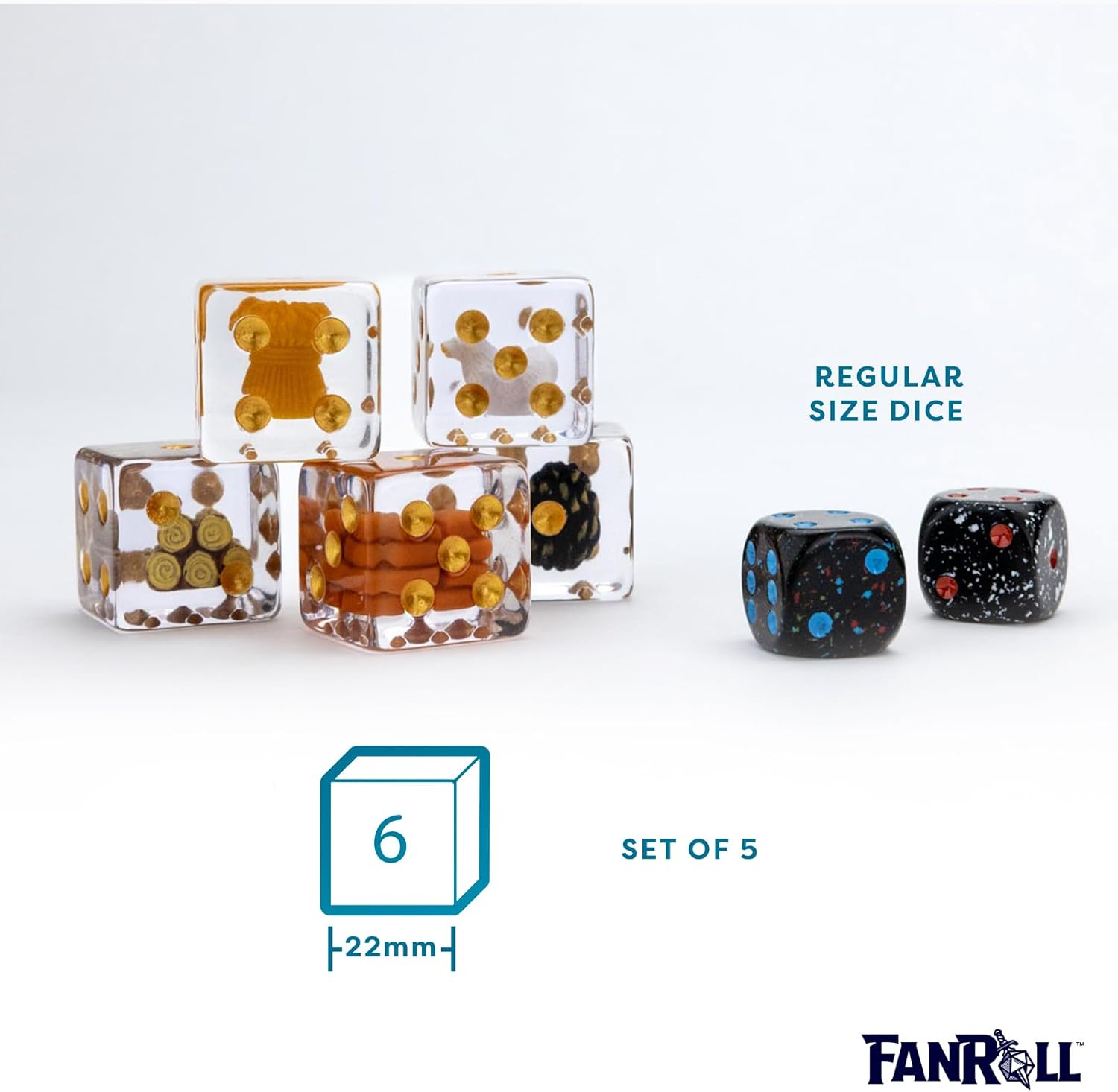 FanRoll kompatibel mit Catan Inclusion Würfeln, 5 Stück