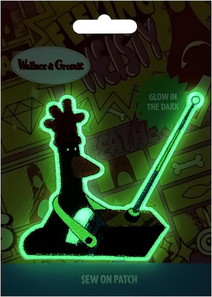 Pawprint Family | Feathers McGraw Remote Glow in The Dark Sew on Patch | Wallace and Gromit Official Merchandise