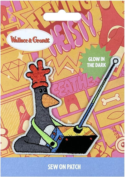 Pawprint Family | Feathers McGraw Remote Glow in The Dark Sew on Patch | Wallace and Gromit Official Merchandise