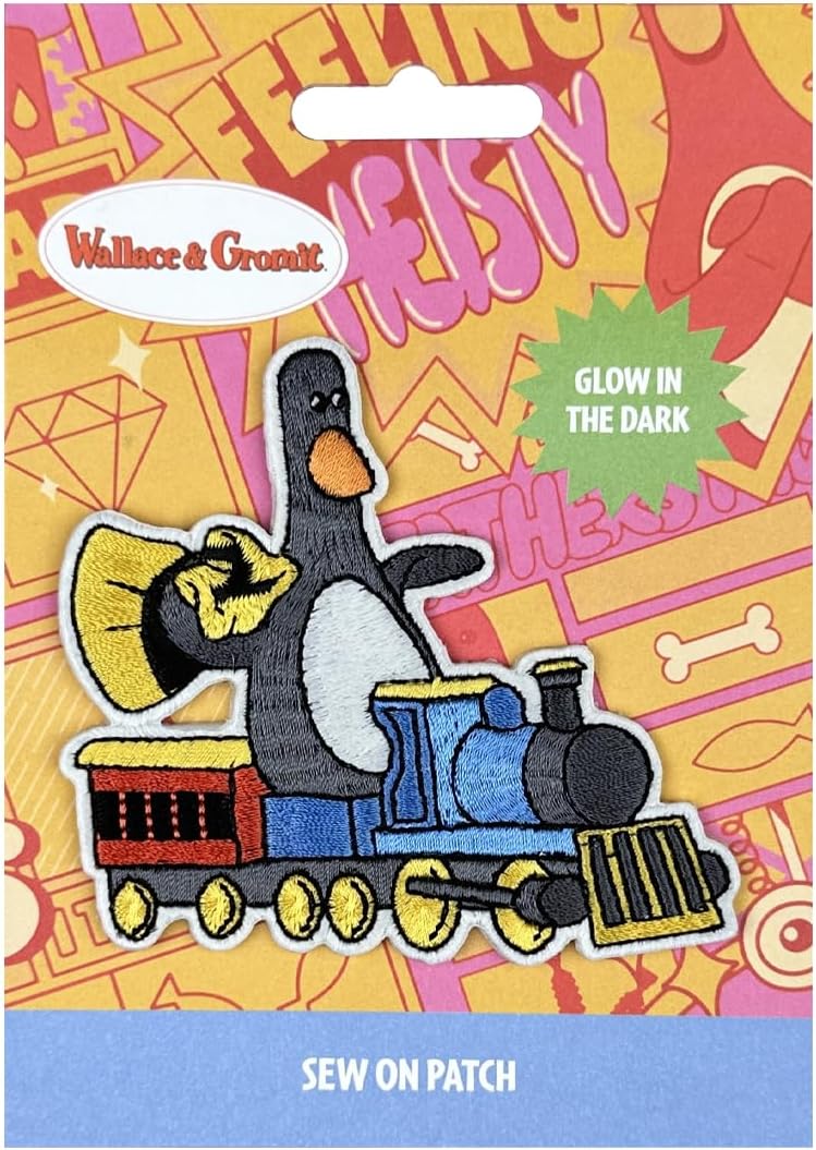 Pawprint Family | Feathers McGraw Train Glow in The Dark Sew on Patch | Wallace and Gromit