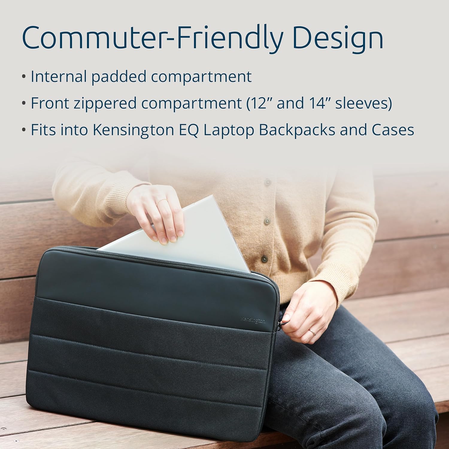 Kensington EQ 12" Laptop Sleeve - Protective with Internal Padded Compartment to Protect your Laptop or Tablet, Made from 7.2 x 250ml plastic bottles - for Devices Up to 12" (K60393WW