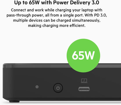 Belkin 14-port USB-C Docking Station, 65W Power Delivery, 4K Display, 2 HDMI Ports, 2 DisplayPort, 3 USB-C, 5 USB-A Ports, and 1 Gigabit Ethernet, USB-C Dock for Chromebook, Windows PCs, XPS and other