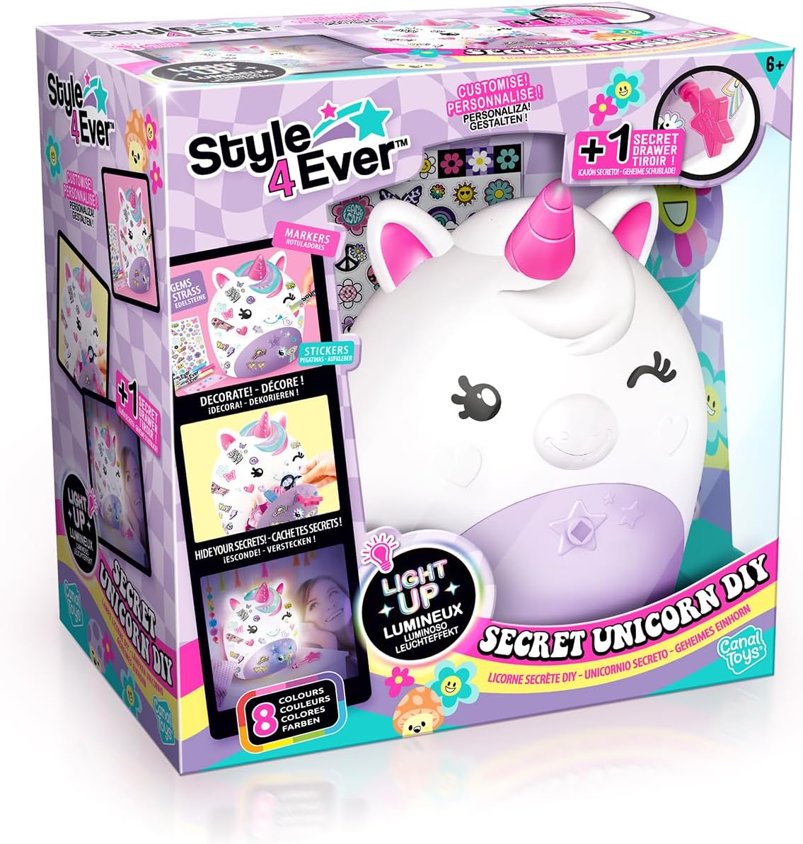 Canal Toys Style for Ever-Lampe Unicorn Figurine and Drawer Secret-OFG 301, White