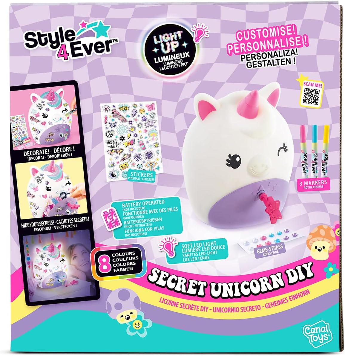 Canal Toys Style for Ever-Lampe Unicorn Figurine and Drawer Secret-OFG 301, White