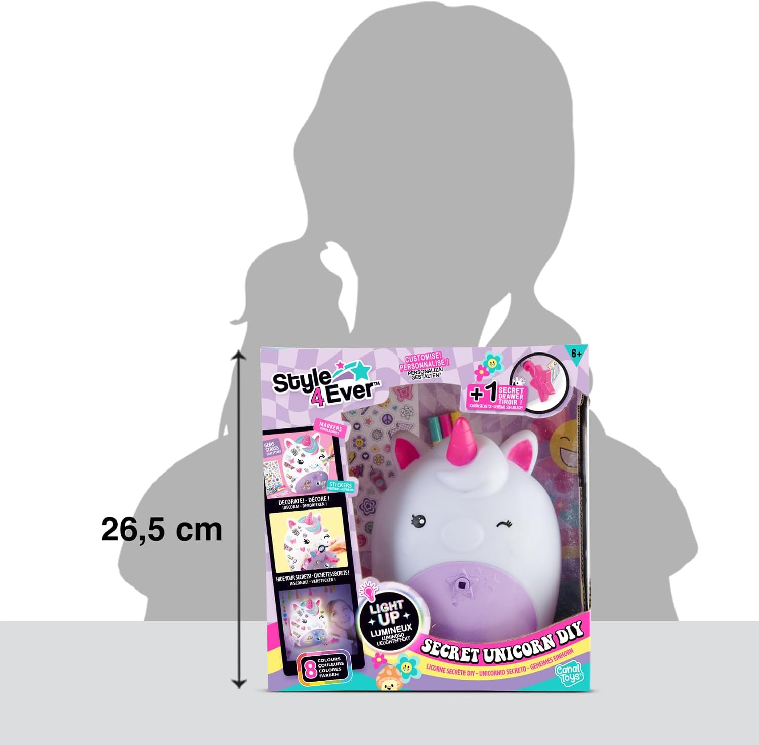 Canal Toys Style for Ever-Lampe Unicorn Figurine and Drawer Secret-OFG 301, White