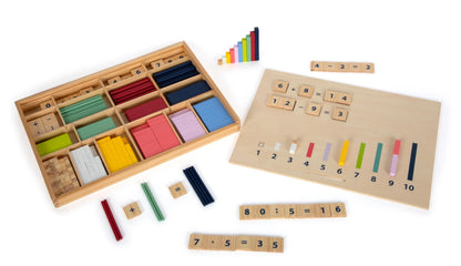 small foot Sticks Box with Numbers Educate, Wood, Maths Learning Toy, for Kids Aged 6+ Years Old, 12559, Coloured