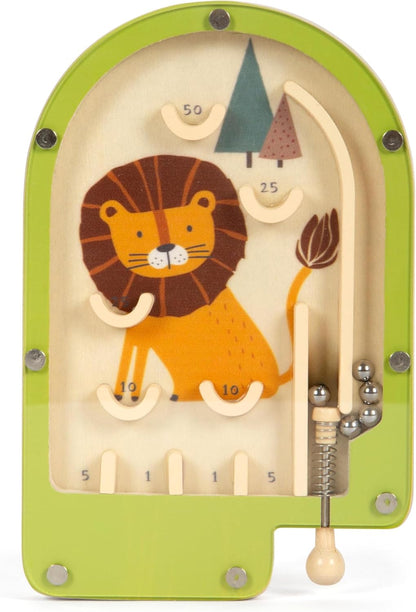 small foot Mini Flipper Löwe aus Holz, Pinball-Spiel, Geschicklichkeitsspiel, für Kinder ab 3 Jahren, 12607, Bunt