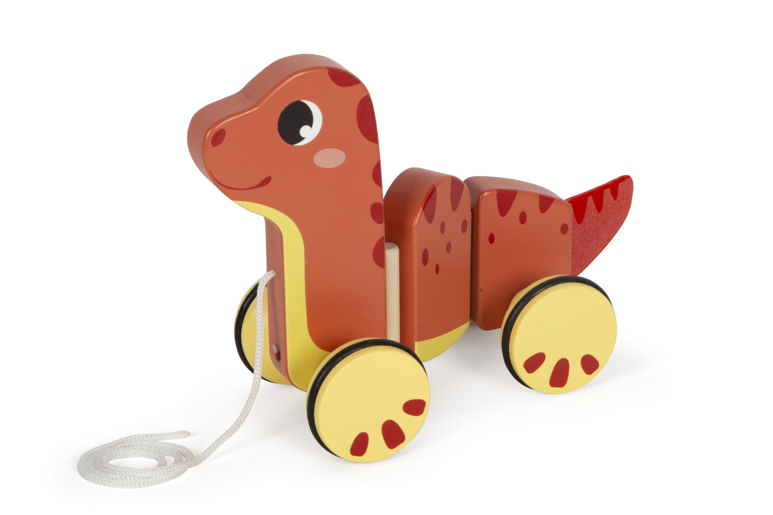 small foot Dino, Pull-Along Toy Made of FSC 100%-Certified Wood, for Kids Aged 12+ Months, 12613, Coloured