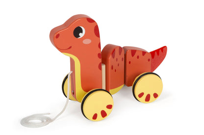 small foot Dino, Pull-Along Toy Made of FSC 100%-Certified Wood, for Kids Aged 12+ Months, 12613, Coloured