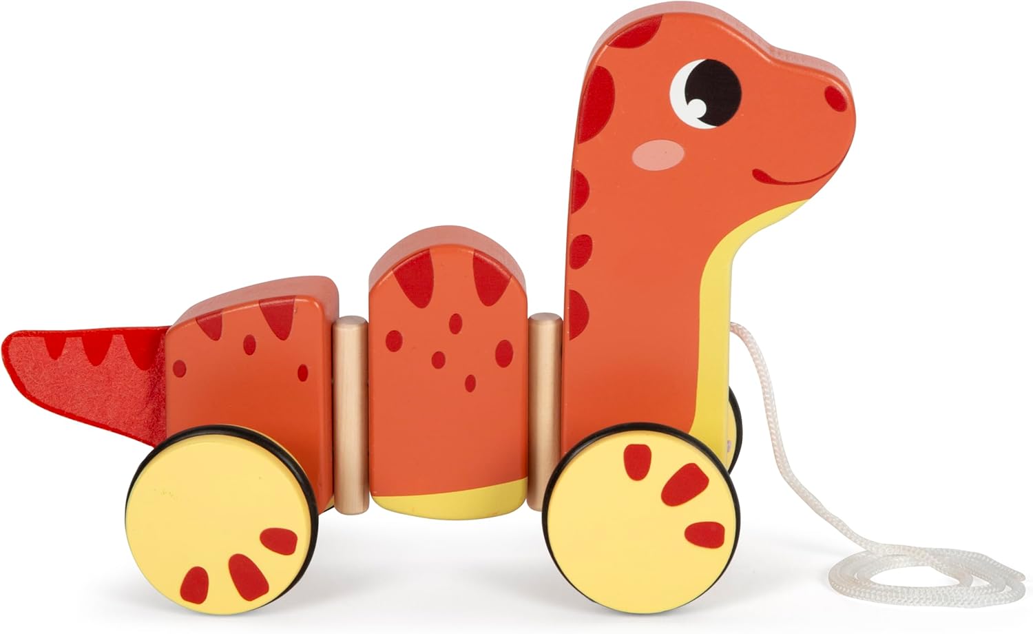 small foot Dino, Pull-Along Toy Made of FSC 100%-Certified Wood, for Kids Aged 12+ Months, 12613, Coloured