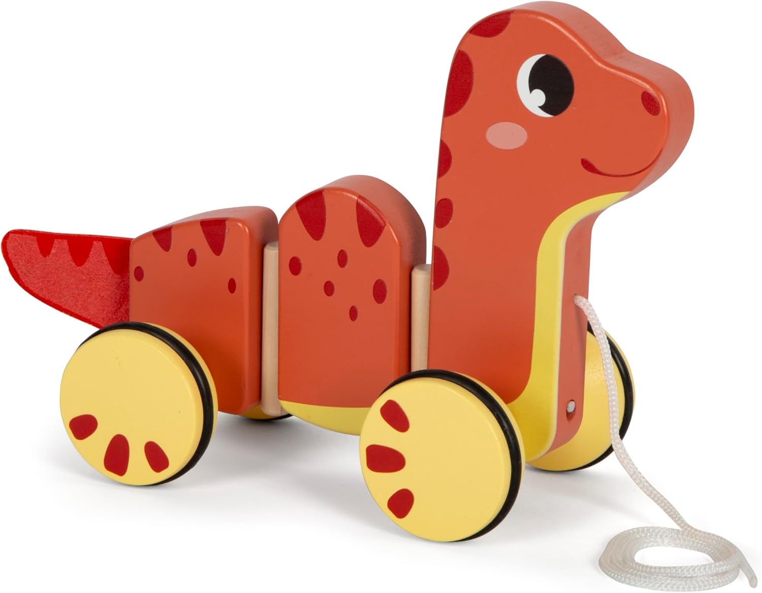 small foot Dino, Pull-Along Toy Made of FSC 100%-Certified Wood, for Kids Aged 12+ Months, 12613, Coloured