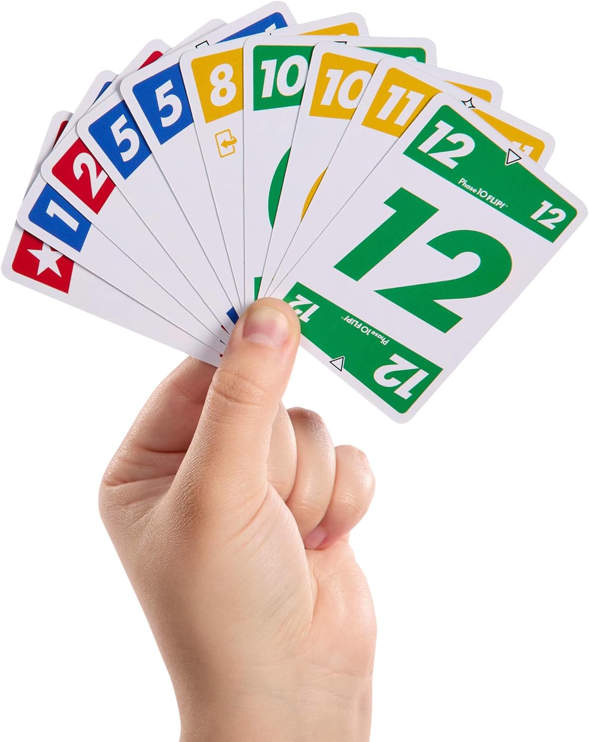 Mattel Uno Phase 10 Flip Jeu de cartes familial avec cartes double face, inclut des phases spéciales basées sur la couleur des cartes, pour 2 à 6 joueurs, HYN12