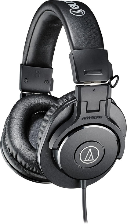 Audio-Technica M30x Professional Studio Headphones for studio recording, creators, podcasts and everyday listening & Stagg SMC6 6 metre standard microphone cable + Plug Microphone Cable