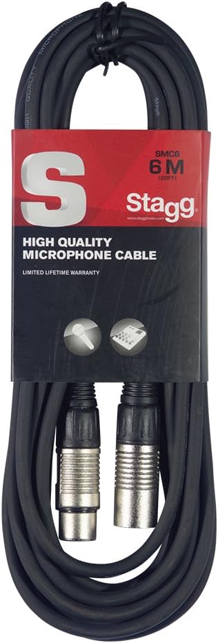 Audio-Technica M30x Professional Studio Headphones for studio recording, creators, podcasts and everyday listening & Stagg SMC6 6 metre standard microphone cable + Plug Microphone Cable