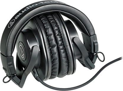 Audio-Technica M30x Professional Studio Headphones for studio recording, creators, podcasts and everyday listening & Stagg SMC6 6 metre standard microphone cable + Plug Microphone Cable