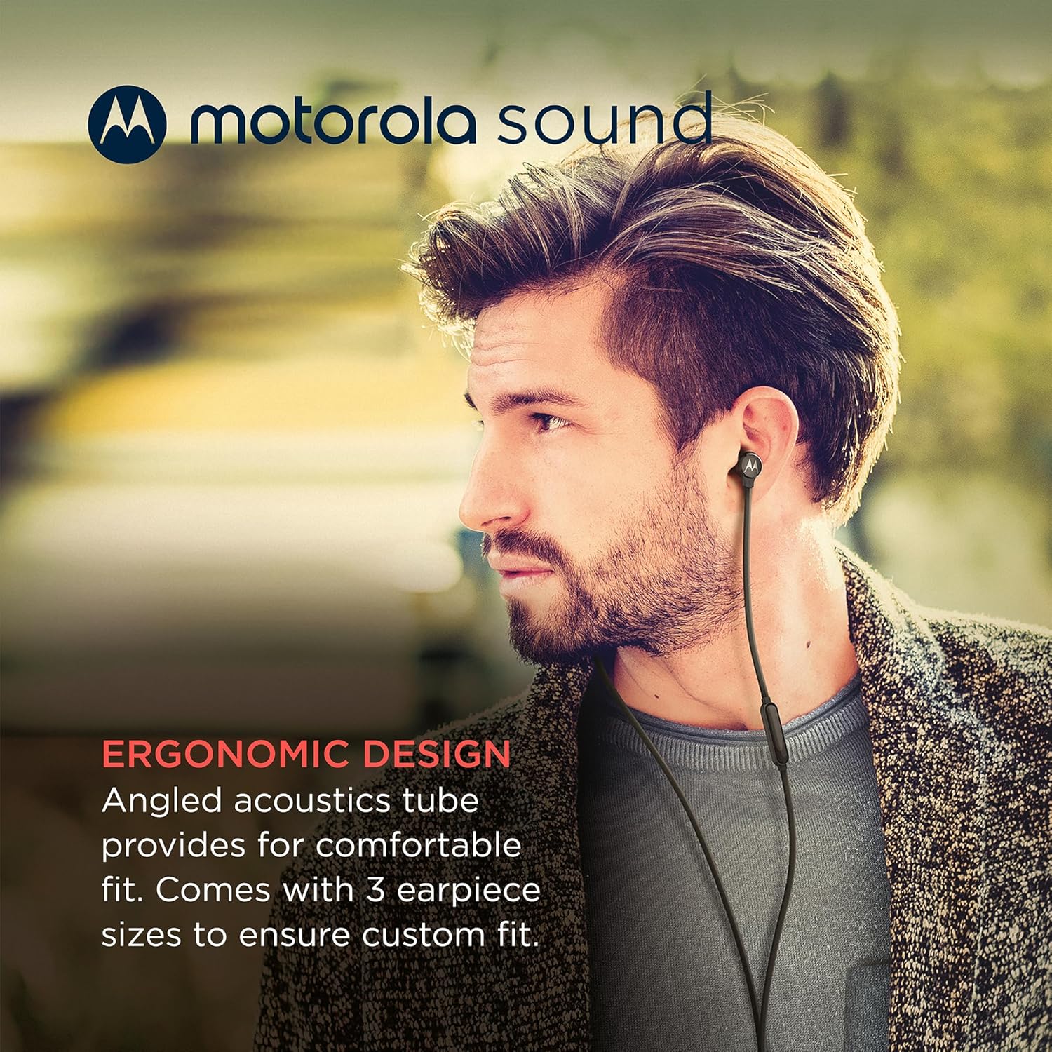 Motorola Sound Headphones with Cable Type C Earbuds 3C-S, High Definition Sound, Built-in Microphone, Ergonomic Design and Anti-interference Cable – Black