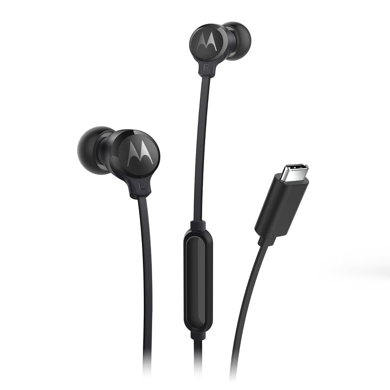 Motorola Sound Headphones with Cable Type C Earbuds 3C-S, High Definition Sound, Built-in Microphone, Ergonomic Design and Anti-interference Cable – Black