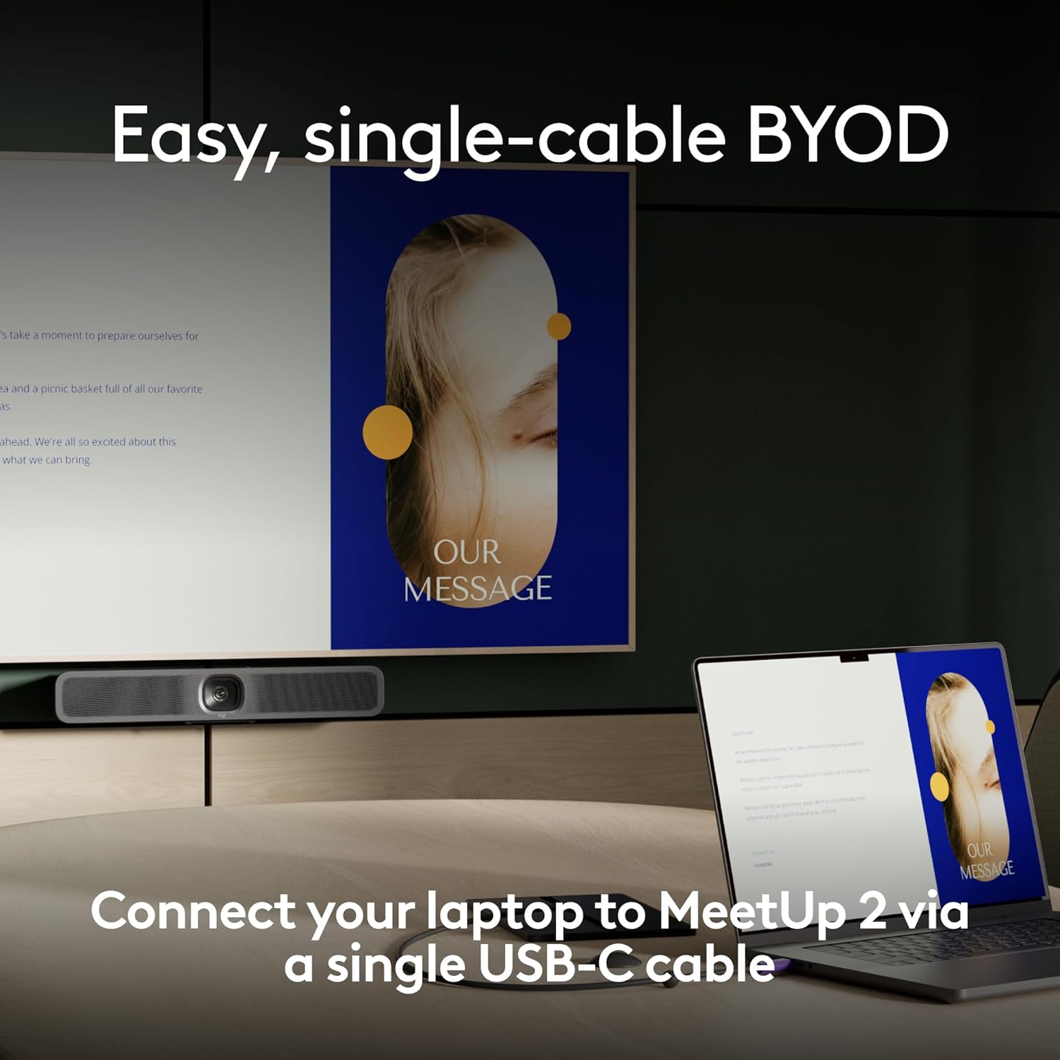 Logitech Cavo USB Active | Connessione BYOD a cavo singolo con MeetUp 2 | Accessorio per videoconferenze per sale di piccole dimensioni - Grafite