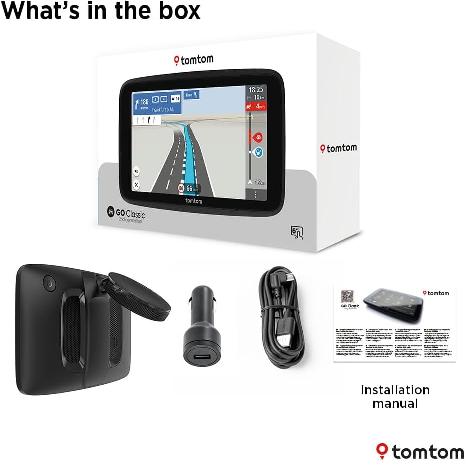 TomTom Car Sat Nav GO Classic 2nd (6 inch, with Traffic information, speed cam alert trial, Europe Map updates included, updates via WiFi, Moving Lane Guidance, integrated reversible mount)