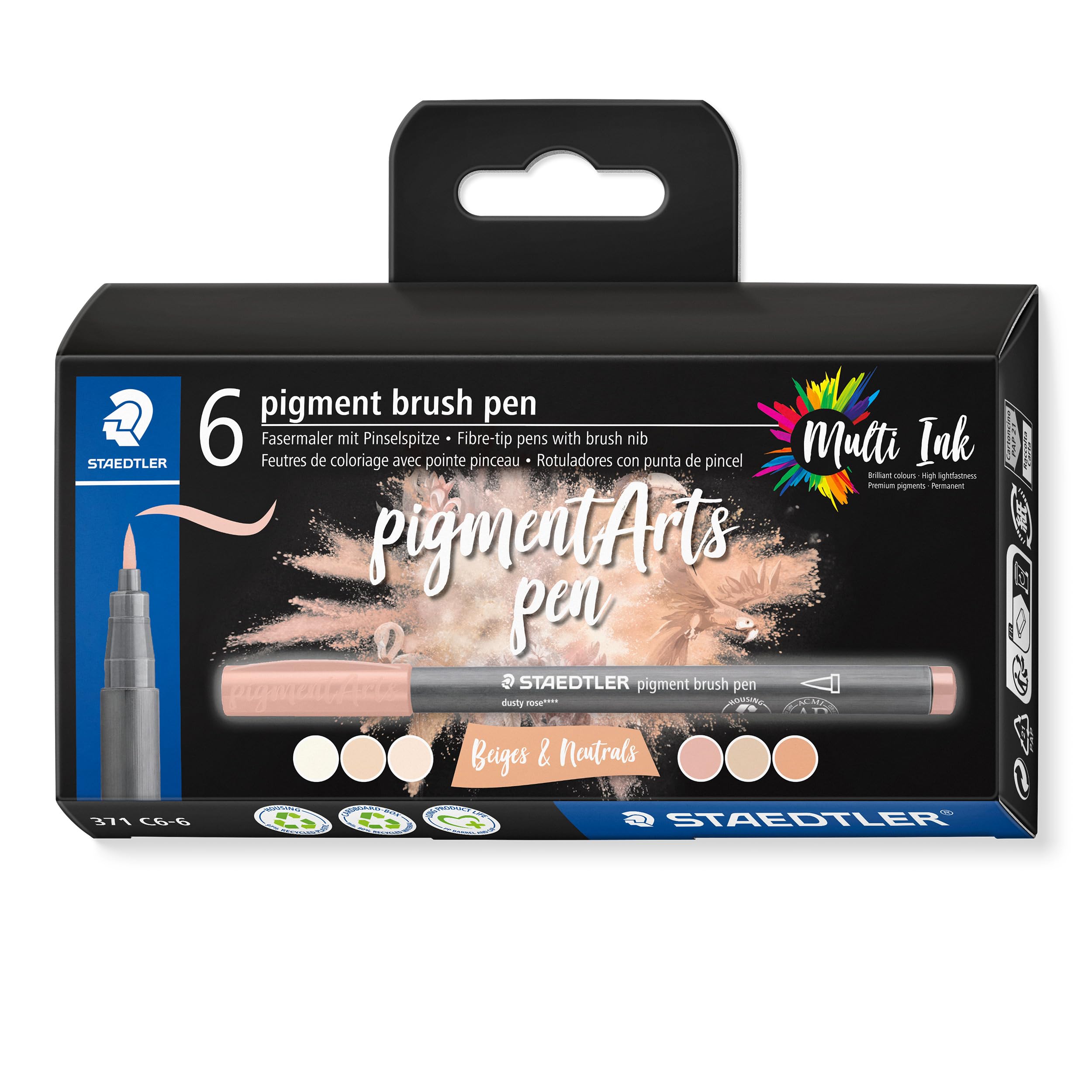 Staedtler - Brush Pen Pigment Beige 6 Pcs Assorted (371C6-6)